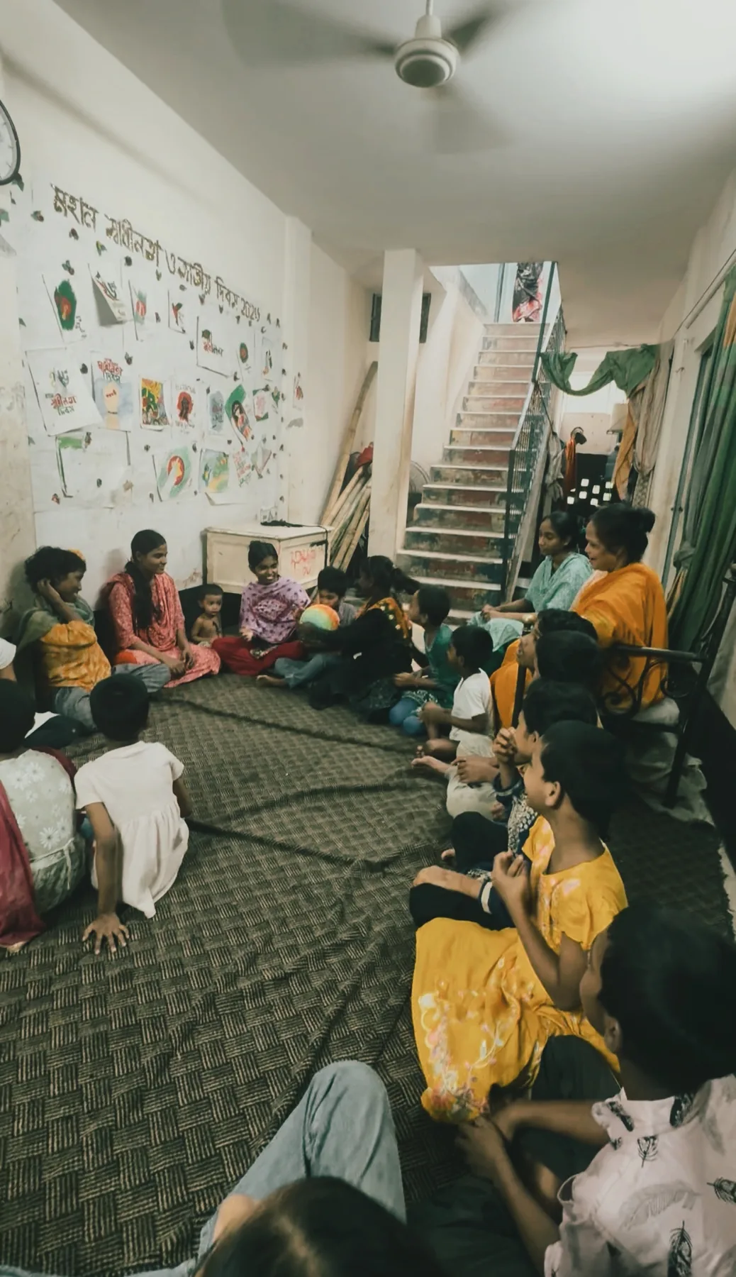 Community gathering at orphanage grounds