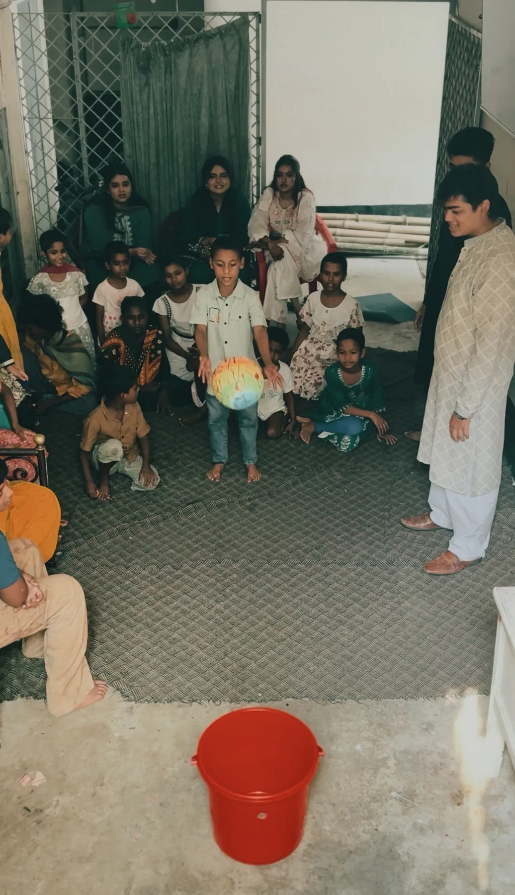 Orphanage courtyard gathering